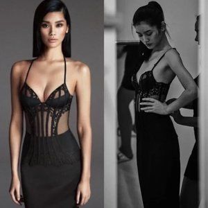 New La Perla Black Lace Shadow Bustier Lingerie Corset Top